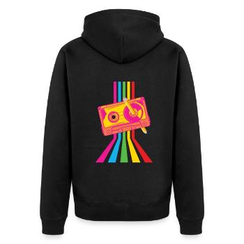 80's Cassette Tape 1990s Pencil Winding Cassette - Unisex Premium Organic Zip Hoodie - black - Back - Nico (187cm)