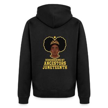 Juneteenth 1865 Se souvenir de mes ancêtres - Veste à capuche bio Premium Unisexe - noir - Dos - Nico (187cm)