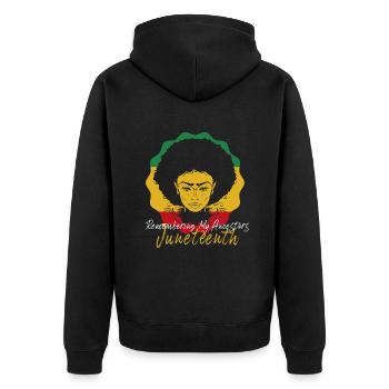 Juneteenth 1865 Se souvenir de mes ancêtres - Veste à capuche bio Premium Unisexe - noir - Dos - Nico (187cm)
