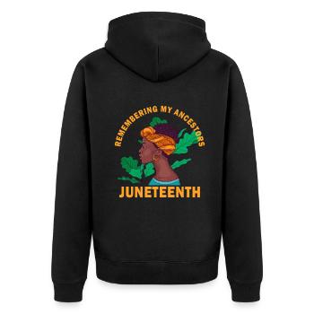 Juneteenth 1865 Se souvenir de mes ancêtres - Veste à capuche bio Premium Unisexe - noir - Dos - Nico (187cm)