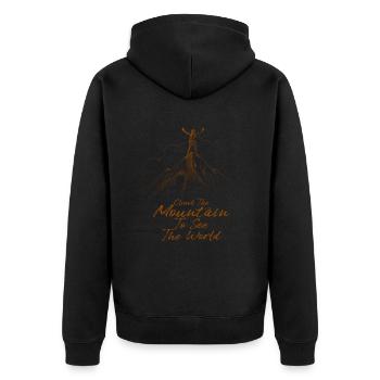 Erklimmen Sie den Berg, um die Welt zu sehen - Unisex Premium Bio Zip Hoodie - Schwarz - Hinten - Nico (187cm)