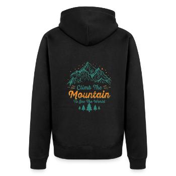Erklimmen Sie den Berg, um die Welt zu sehen - Unisex Premium Bio Zip Hoodie - Schwarz - Hinten - Nico (187cm)