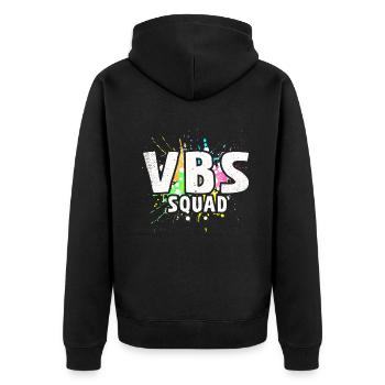 VBS Squad Bibel Shool - Unisex Premium Bio Zip Hoodie - Schwarz - Hinten - Nico (187cm)