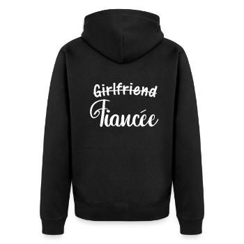 Freundin Verlobte Paar Verlobung Verlobt - Unisex Premium Bio Zip Hoodie - Schwarz - Hinten - Nico (187cm)