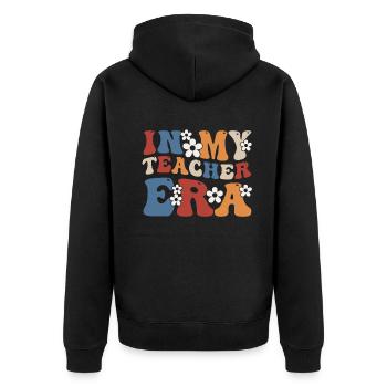 In My Teaching Era Teaching - Unisex Premium Organic Zip Hoodie - black - Back - Nico (187cm)