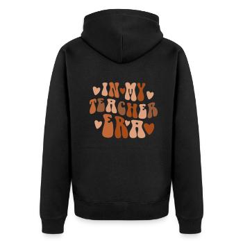 In My Teaching Era Teaching - Unisex Premium Organic Zip Hoodie - black - Back - Nico (187cm)