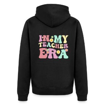 In My Teaching Era Teaching - Unisex Premium Organic Zip Hoodie - black - Back - Nico (187cm)