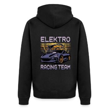 Lustiger Elektrofahrzeug-Witz Elektro Racing Team - Unisex Premium Bio Zip Hoodie - Schwarz - Hinten - Nico (187cm)