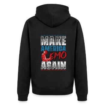 Emoticon Make America Emo Again Emocore Aesthetic - Unisex Premium Organic Zip Hoodie - black - Back - Nico (187cm)