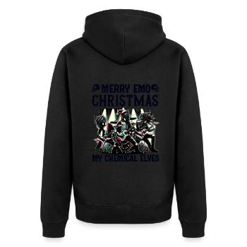 Merry Emo Christmas My Chemical Elves Emocore - Unisex Premium Organic Zip Hoodie - black - Back - Nico (187cm)