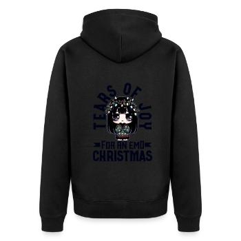 Tears of Joy for an Emo Christmas Emocore - Unisex Premium Organic Zip Hoodie - black - Back - Nico (187cm)
