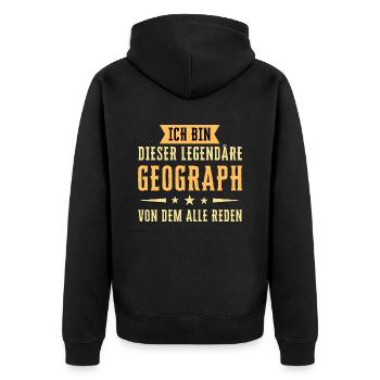 Ich bin dieser legendäre Geograph - Unisex Premium Bio Zip Hoodie - Schwarz - Hinten - Nico (187cm)