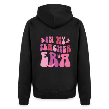 In meiner Lehrzeit Unterricht - Unisex Premium Bio Zip Hoodie - Schwarz - Hinten - Nico (187cm)