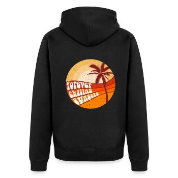 Forever Chasing Sunsets Retro Summer Vacation - Unisex Premium Organic Zip Hoodie - black - Back - Nico (187cm)