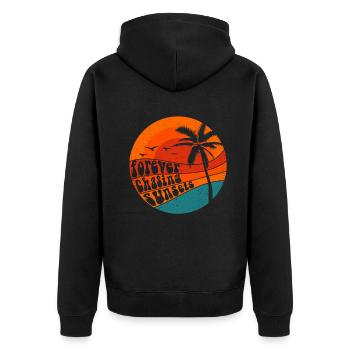 Für immer auf der Jagd nach Sonnenuntergängen Retro-Sommerurlaub - Unisex Premium Bio Zip Hoodie - Schwarz - Hinten - Nico (187cm)