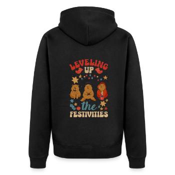 Mode inspirée du jeu Jeux sur le thème des Fêtes - Veste à capuche bio Premium Unisexe - noir - Dos - Nico (187cm)