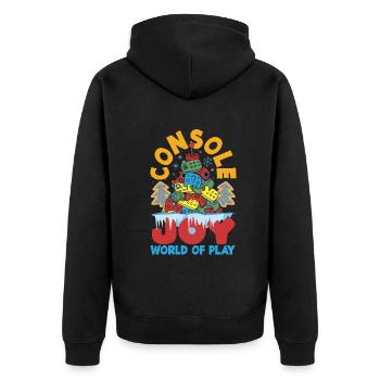 Mode inspirée du jeu Jeux sur le thème des Fêtes - Veste à capuche bio Premium Unisexe - noir - Dos - Nico (187cm)
