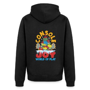 Mode inspirée du jeu Jeux sur le thème des Fêtes - Veste à capuche bio Premium Unisexe - noir - Dos - Nico (187cm)