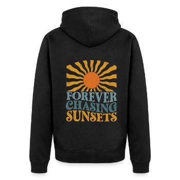 Forever Chasing Sunsets Retro Summer Vacation - Veste à capuche bio Premium Unisexe - noir - Dos - Nico (187cm)