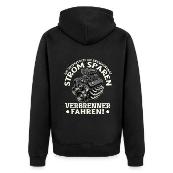 Energiewende Strom Sparen Verbrenner Fahren - Unisex Premium Bio Zip Hoodie - Schwarz - Hinten - Nico (187cm)