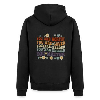 You Matter Kindness Be Kind Groovy Mental Health - Unisex Premium Organic Zip Hoodie - black - Back - Nico (187cm)