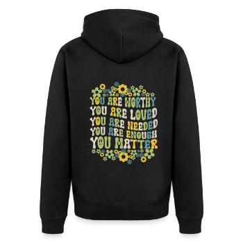 You Matter Kindness Be Kind Groovy Mental Health - Unisex Premium Organic Zip Hoodie - black - Back - Nico (187cm)