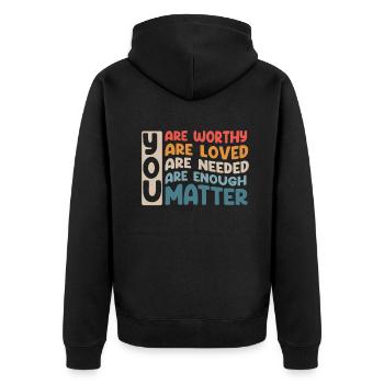You Matter Kindness Be Kind Groovy Mental Health - Unisex Premium Organic Zip Hoodie - black - Back - Nico (187cm)