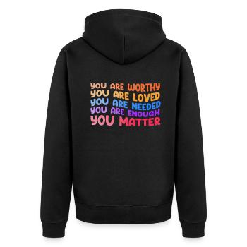 You Matter Kindness Be Kind Groovy Mental Health - Unisex Premium Organic Zip Hoodie - black - Back - Nico (187cm)