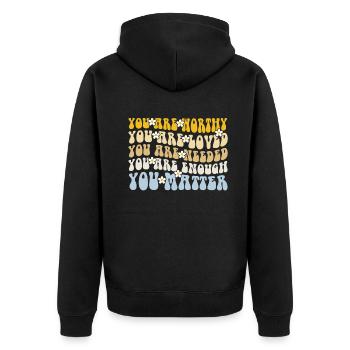 You Matter Kindness Be Kind Groovy Mental Health - Unisex Premium Organic Zip Hoodie - black - Back - Nico (187cm)