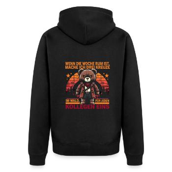 Wenn die Woche rum ist mache ich drei Kreuze - Unisex Premium Bio Zip Hoodie - Schwarz - Hinten - Nico (187cm)