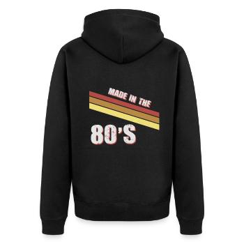 80er Die Musik der 80er Jahre - Unisex Premium Bio Zip Hoodie - Schwarz - Hinten - Nico (187cm)