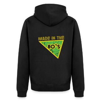 80er Die Musik der 80er Jahre - Unisex Premium Bio Zip Hoodie - Schwarz - Hinten - Nico (187cm)
