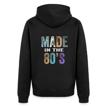 80er Die Musik der 80er Jahre - Unisex Premium Bio Zip Hoodie - Schwarz - Hinten - Nico (187cm)