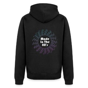 80er Die Musik der 80er Jahre - Unisex Premium Bio Zip Hoodie - Schwarz - Hinten - Nico (187cm)