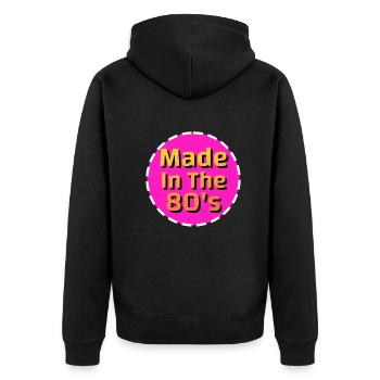 80er Die Musik der 80er Jahre - Unisex Premium Bio Zip Hoodie - Schwarz - Hinten - Nico (187cm)