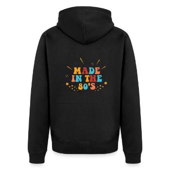80er Die Musik der 80er Jahre - Unisex Premium Bio Zip Hoodie - Schwarz - Hinten - Nico (187cm)