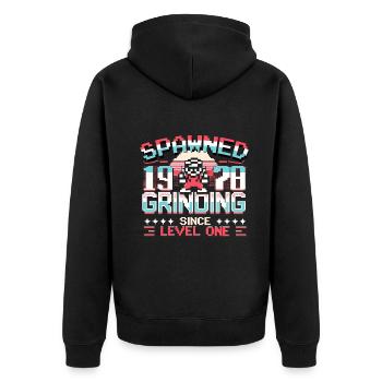 Spawned 1978 Grinding Since Level One Funny Gamer - Unisex Premium Organic Zip Hoodie - black - Back - Nico (187cm)