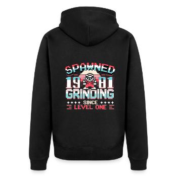 Engendré en 1981 Grinding depuis Level One Funny Gamer - Veste à capuche bio Premium Unisexe - noir - Dos - Nico (187cm)