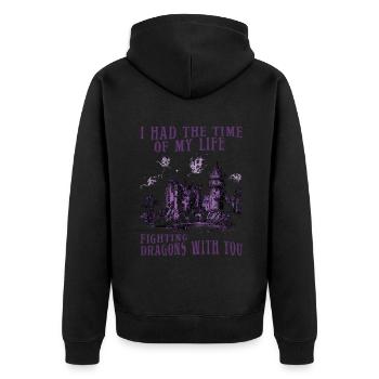 J’ai passé le meilleur moment de ma vie à combattre des dragons - Veste à capuche bio Premium Unisexe - noir - Dos - Nico (187cm)