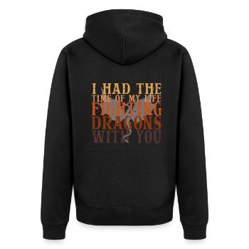 J’ai passé le meilleur moment de ma vie à combattre des dragons - Veste à capuche bio Premium Unisexe - noir - Dos - Nico (187cm)