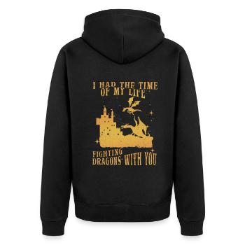 I Had The Time Of My Life Fighting Dragons - Unisex Premium Organic Zip Hoodie - black - Back - Nico (187cm)