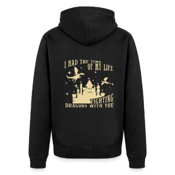 I Had The Time Of My Life Fighting Dragons - Unisex Premium Organic Zip Hoodie - black - Back - Nico (187cm)
