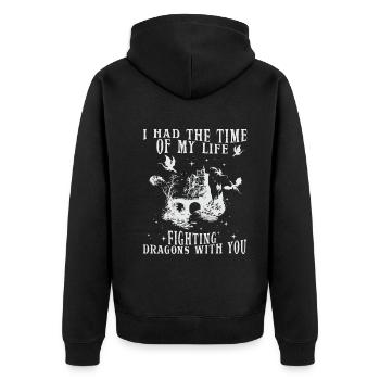 J’ai passé le meilleur moment de ma vie à combattre des dragons - Veste à capuche bio Premium Unisexe - noir - Dos - Nico (187cm)