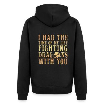 I Had The Time Of My Life Fighting Dragons - Unisex Premium Organic Zip Hoodie - black - Back - Nico (187cm)