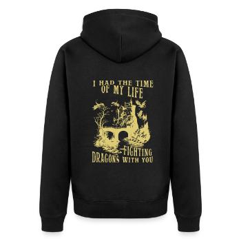 I Had The Time Of My Life Fighting Dragons - Unisex Premium Organic Zip Hoodie - black - Back - Nico (187cm)