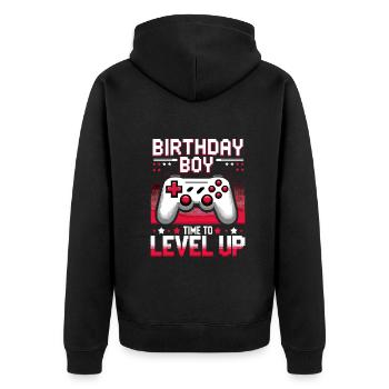 Funny Gamer Birthday Boy Il est temps de passer au niveau supérieur - Veste à capuche bio Premium Unisexe - noir - Dos - Nico (187cm)