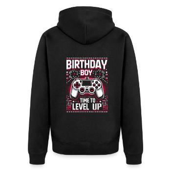 Funny Gamer Birthday Boy Il est temps de passer au niveau supérieur - Veste à capuche bio Premium Unisexe - noir - Dos - Nico (187cm)