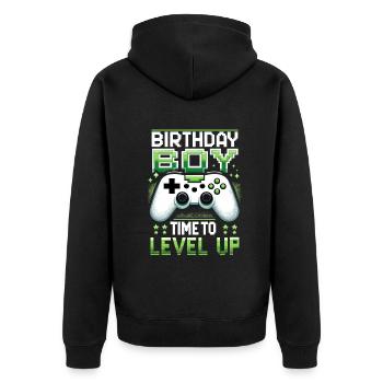 Funny Gamer Birthday Boy Il est temps de passer au niveau supérieur - Veste à capuche bio Premium Unisexe - noir - Dos - Nico (187cm)