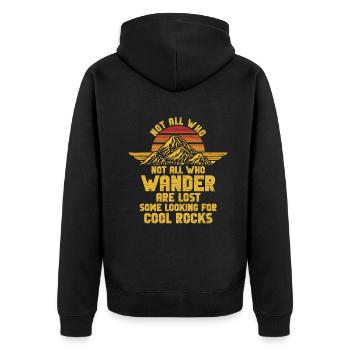 Wander Some Looking For Cool Rocks - Unisex Premium Organic Zip Hoodie - black - Back - Nico (187cm)
