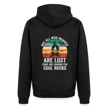 Wandern Sie auf der Suche nach kühlen Felsen - Unisex Premium Bio Zip Hoodie - Schwarz - Hinten - Nico (187cm)